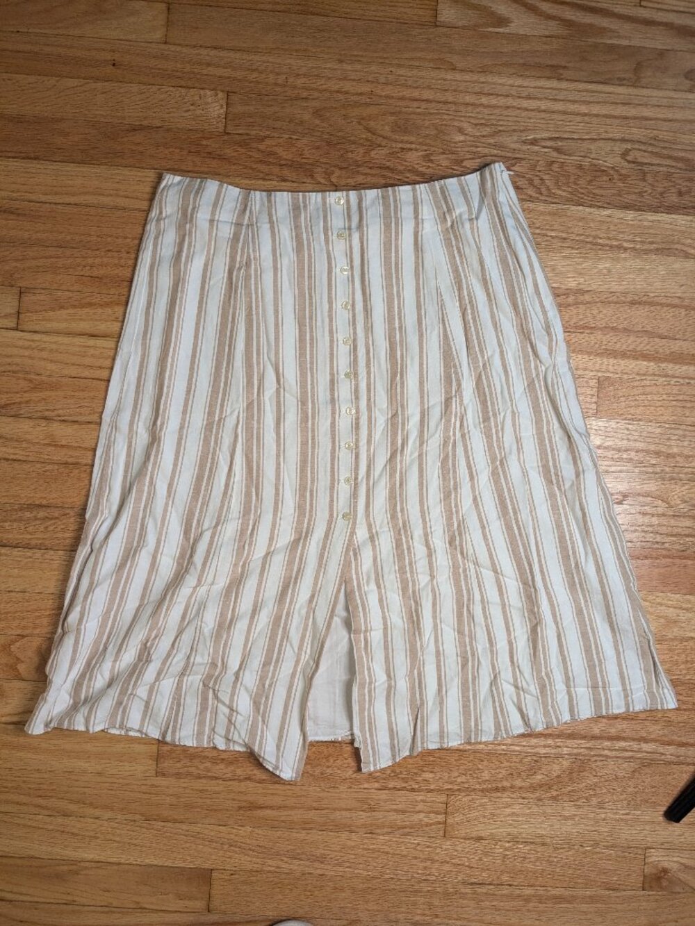 NWOT Loft plus size 16 skirt a line midi beige stripe cotton linen blend